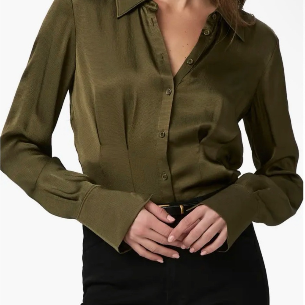 PAIGE Spanish Moss Button-Down Shirt for Women